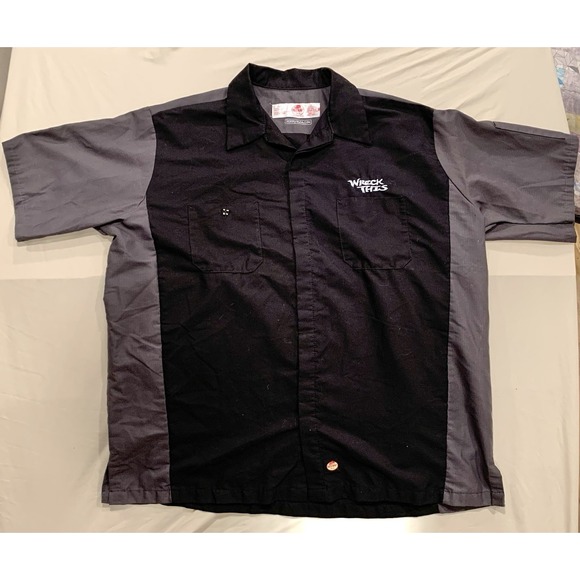 Red Kap‎ Wreck This Work Shirt XXL Mechanic Uniform Button Up 2-Tone Grunge Core - Picture 1 of 12